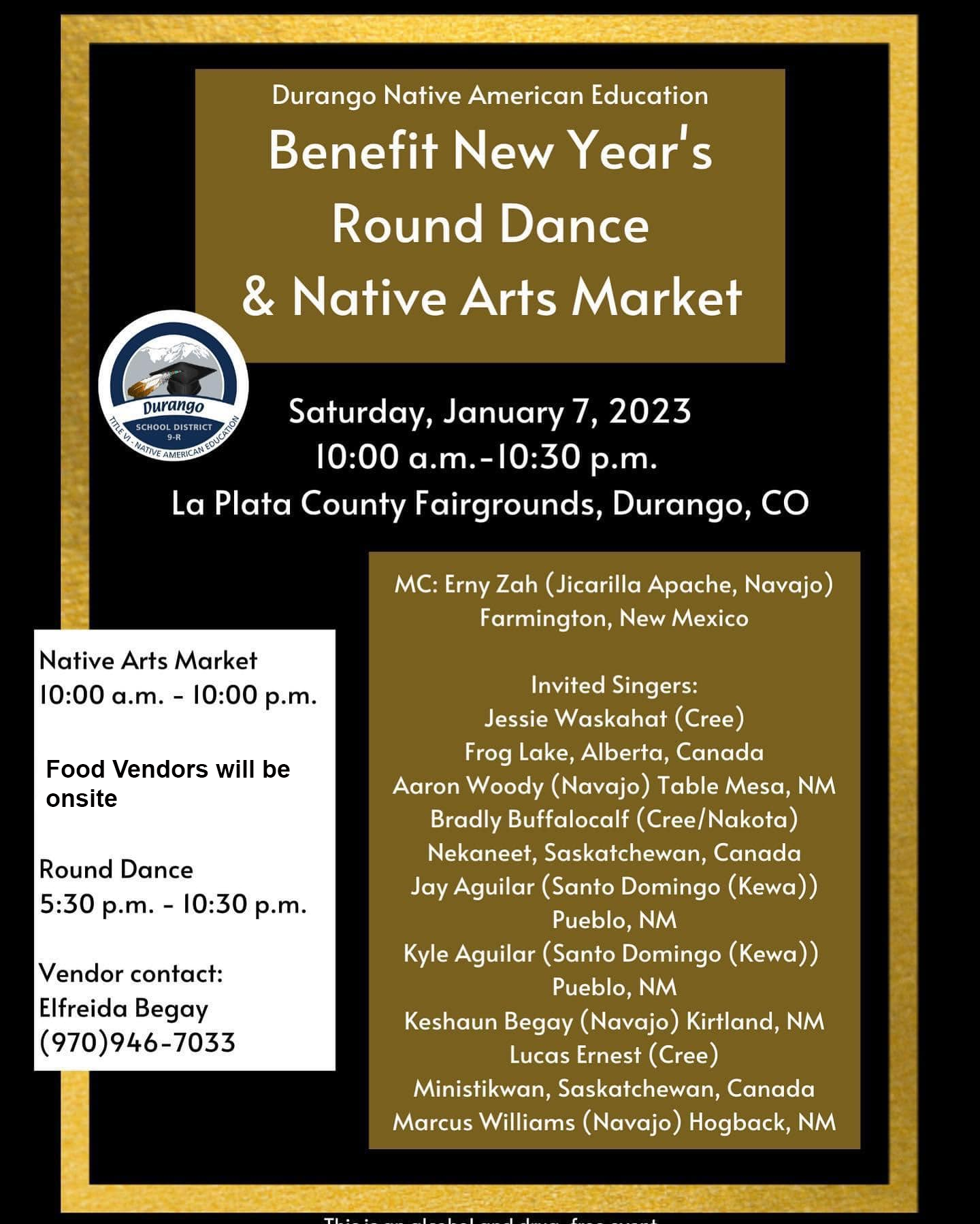 Durango Native American Education Benefit New Year’s Round Dance & Native Arts Market