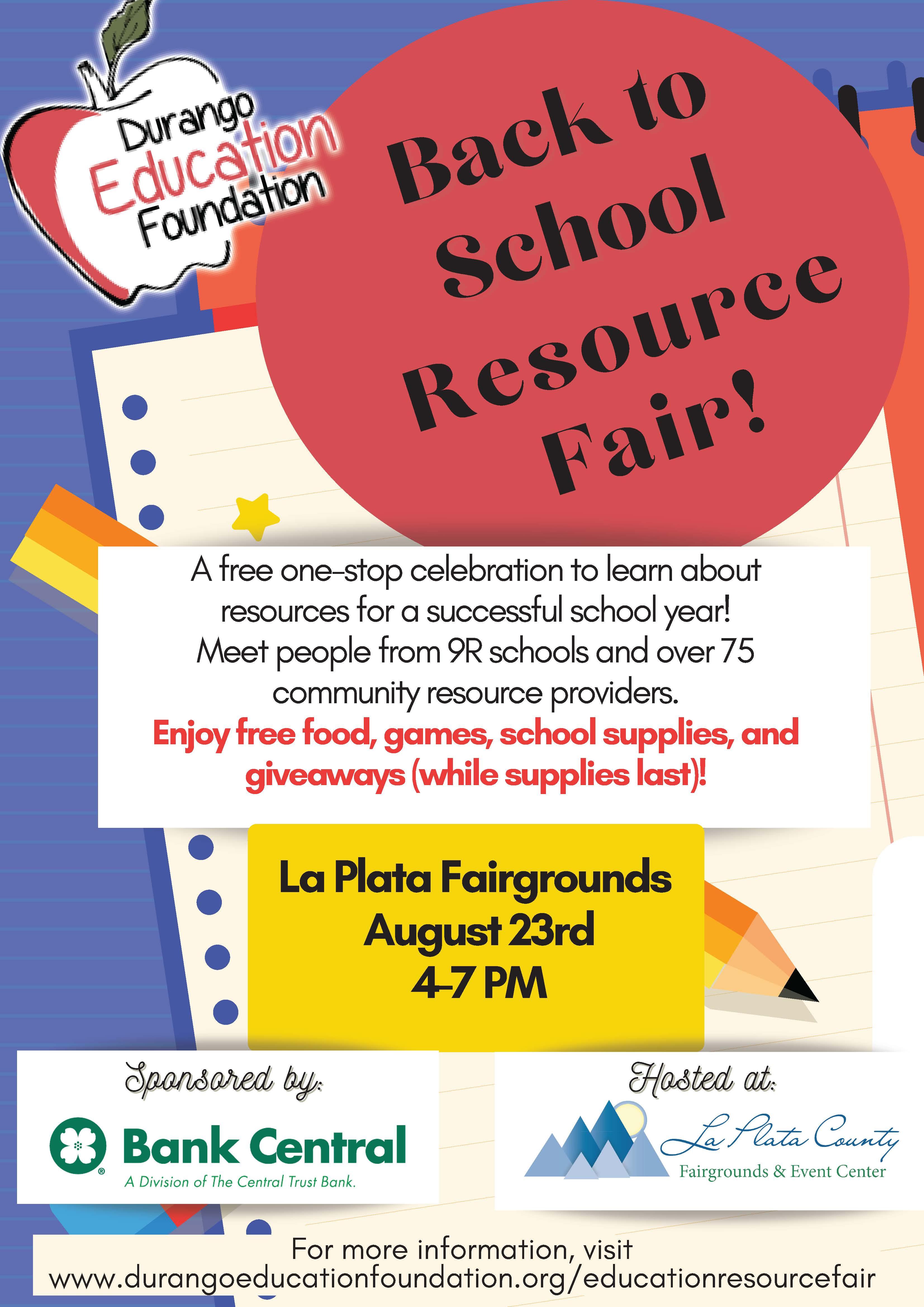 DEF Back to School Resource Fair flyer